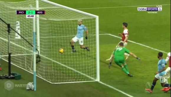 Sergio 'Kun' Agüero anotó el 2-1 parcial del Manchester City vs. Arsenal por una nueva fecha de la Premier League (Foto: captura de pantalla)