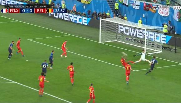 Francia vs. Bélgica: Courtois salvó su arco con sensacional atajada con el taco [VIDEO] (Foto: captura de FOX)