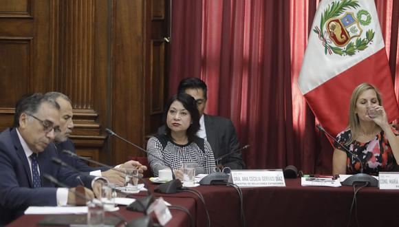 Ana Cecilia Gervasi defendió la estrategia del Perú a nivel internacional ante el Congreso. (Foto: GEC)