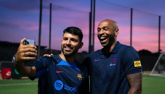 Thierry Henry y Sergio Agüero presentes en la práctica de Barcelona en Estados Unidos. (Foto: Barcelona)