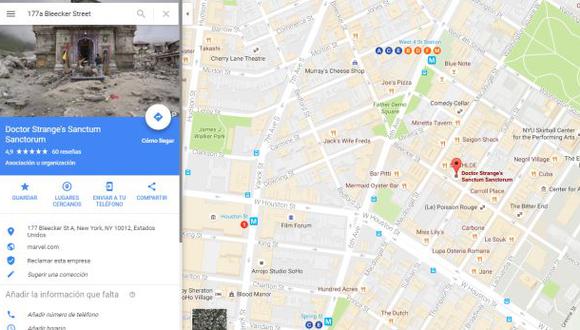 Google Maps ubicó la residencia del Doctor Strange