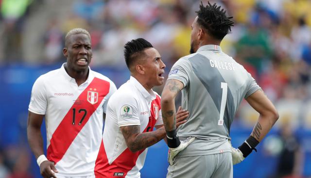Perú vs. Brasil: Christian Cueva consoló a Pedro Gallese tras 2-0 de Firmino por Copa América 2019. (Foto: AFP)