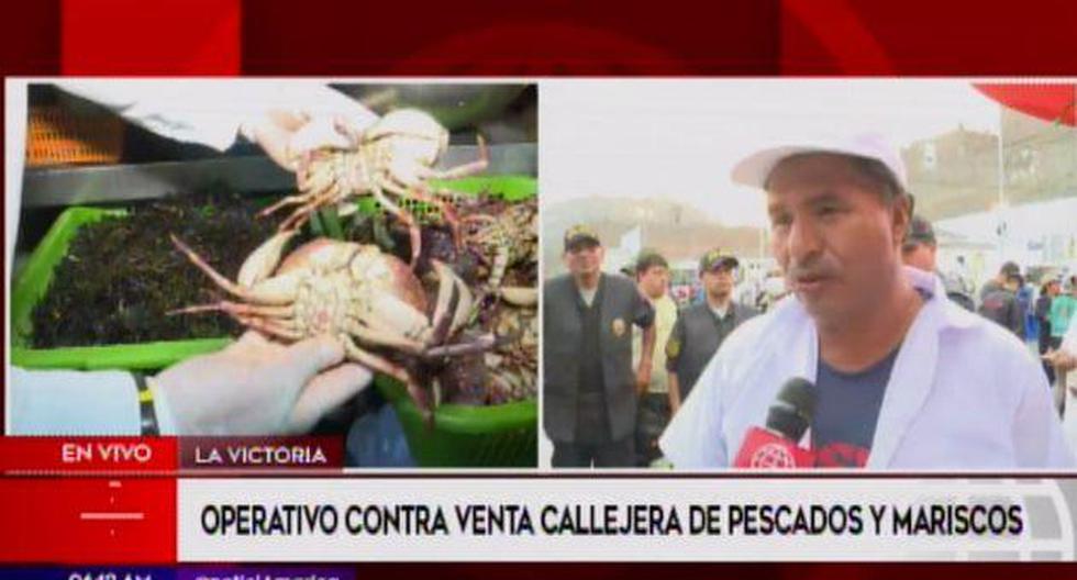 Operación contra venta callejera de pescados y mariscos esta madrugada (Captura: América Noticias)