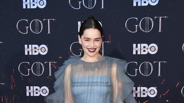 Emilia Clarke en la premiere de la última temporada de "Game of thrones" en abril de 2019. (Angela Weiss para AFP)