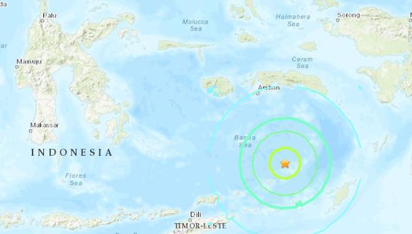 El foco del movimiento sísmico se registró a 208 kilómetros de profundidad, en el Mar de Banda, según el Servicio Geológico de EE.UU. (USGS)