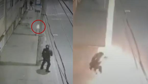 Cámara de seguridad registró el ataque en contra del uniformado, quien se encontraba parado en una calle de la localidad de Suba, en Bogotá. (Foto: captura de pantalla | Noticias Caracol)