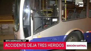 SMP: choque de vehículo contra bus del Corredor Azul dejó tres heridos