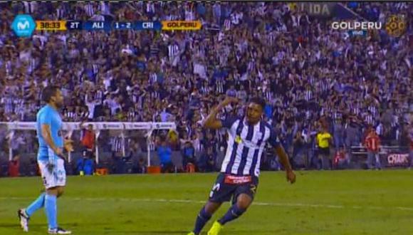 Alianza Lima vs. Sporting Cristal: el recién ingresado Cristian Adrianzén halló el descuento a pocos minutos del cierre del encuentro. (Foto: captura de pantalla)