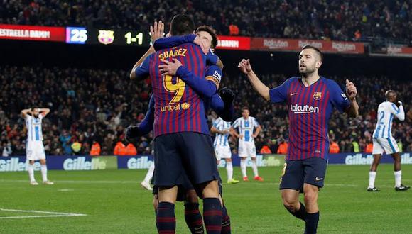 Barcelona se impuso de local y derrotó 3-1 al Leganés por la jornada 20° de la Liga española 2018-2019. El duelo se desarrolló en el Camp Nou (Foto: AFP)