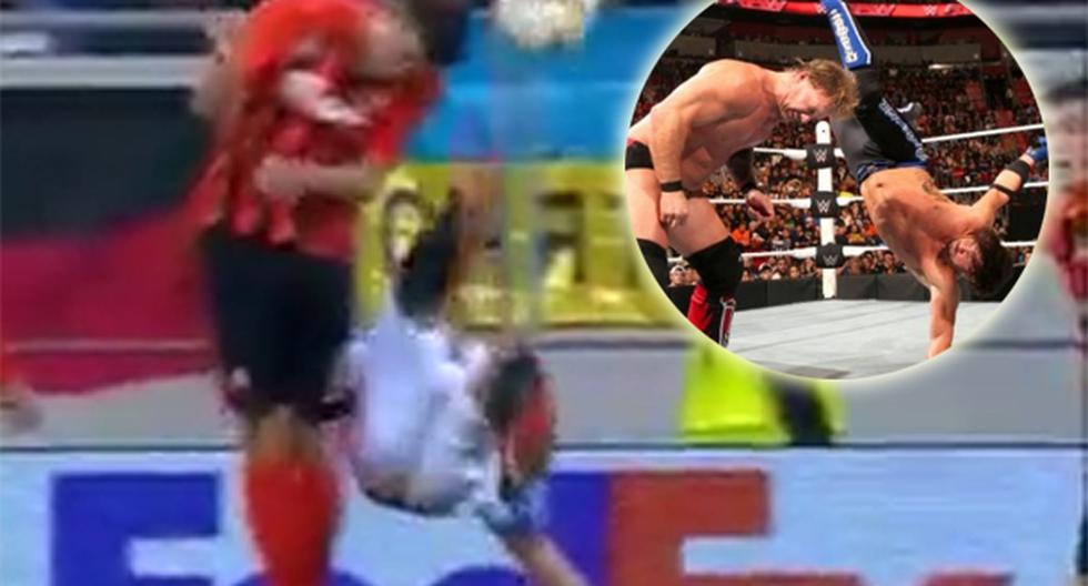 Daniel Carriço del Sevilla no calculó bien cuando le fue a pegarle al balón y le propinó una dura patada en la cara de Maksym Malyshev del Shakhtar Donetsk (Foto: Captura - WWE)