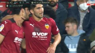 Tras pase de Guedes: Carlos Soler marcó el primer gol del Valencia vs. Rayo Vallecano | VIDEO