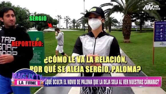 Pareja de Paloma Fiuza se corre de las cámaras de "Magaly TV: La Firme". (Foto: Captura ATV)