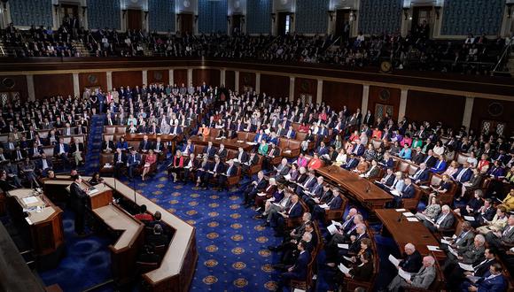 Una reunión del Congreso en el Capitolio de Estados Unidos en Washington, DC, el 11 de abril de 2024. (Foto de Drew ANGERER / AFP)