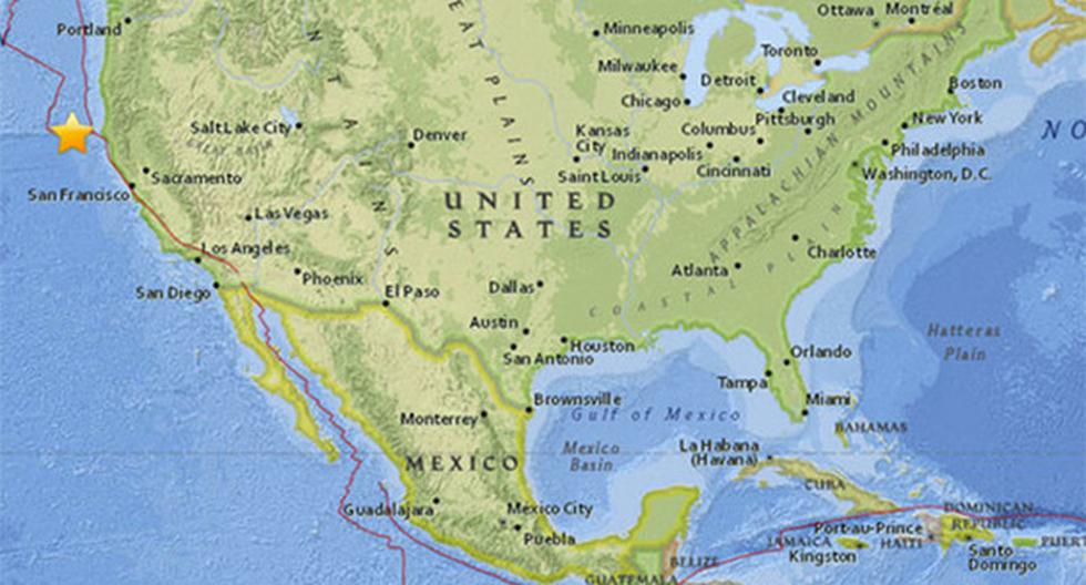 Terremoto de 6,8 grados se sintió en la costa de California, en USA. (Foto: USGS)