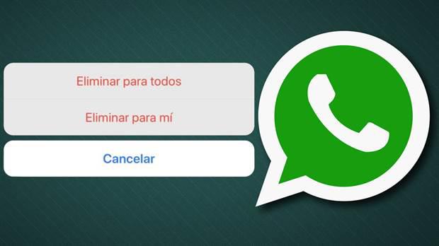 Las opciones para eliminar un mensaje en Whatsapp.