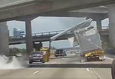 Facebook: conductor destroza grúa al chocar con dos puentes en autopista | VIDEOS