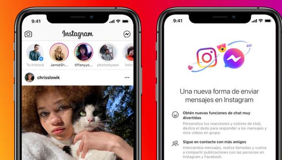 Instagram ahora permite recibir mensajes y llamadas desde Messenger de Facebook. (Difusión)