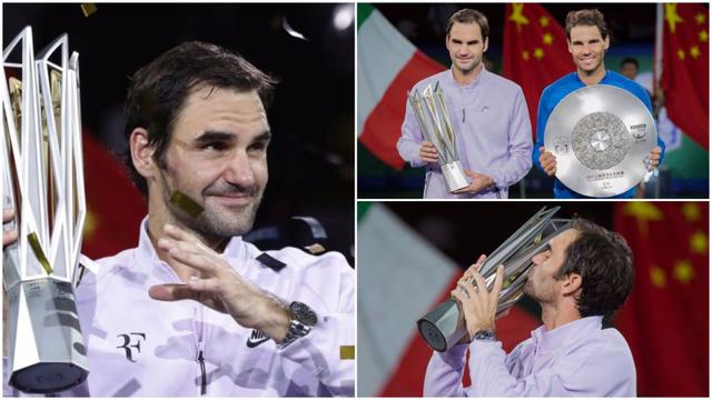 Roger Federer volvió a imponerse ante Rafael Nadal en una final de alto calibre. El suizo venció a su rival con parciales de 6-4 / 6-3 en la instancia decisiva del Masters 1000 de Shanghai. (Foto: AFP)