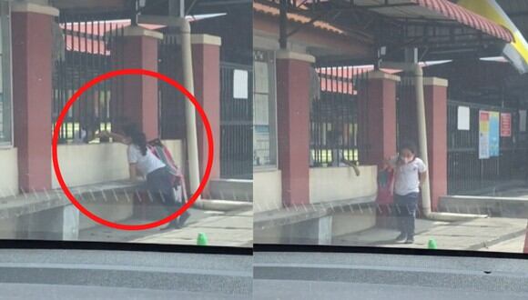 Una niña se despidió de su enamoradito, mientras su madre esperaba fuera de colegio, y el video se hizo viral en TikTok. (Foto: TikTok/azwnrsmn).