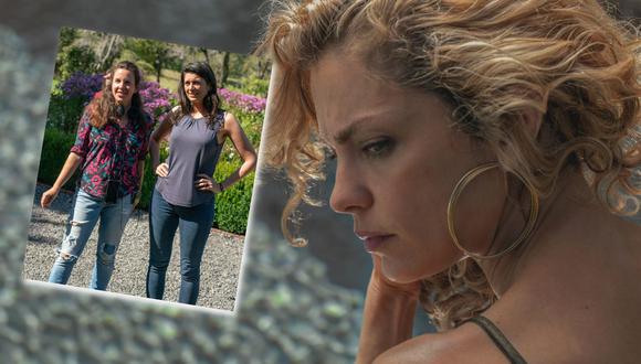 A la izquierda, Claudia Llosa y Samanta Schweblin, guionistas de "Distancia de rescate". A la derecha, la actriz argentina Dolores Fonzi en una escena de la película, dirigida por la cineasta peruana. (Fotos: Diego Araya/Netflix)