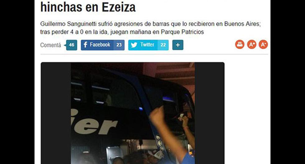 Alianza Lima: Prensa argentina destaca \"recibimiento\" de la barra aliancista. (Foto: Captura)
