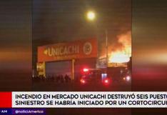 Comas: incendio en mercado Unicachi destruye seis puestos de venta