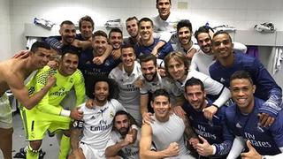 Real Madrid celebró en el vestuario tras ganar derbi español