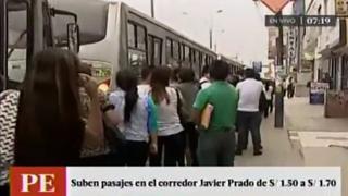 Corredor Javier Prado: malestar en usuarios por alza de pasaje