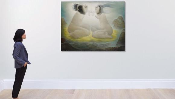 “Tristán e Isolda” (aquí en exhibición de Sotheby’s) fue pintado por Tilsa Tsuchiya entre 1974 y 1975. (Fuente: Sotheby’s / Autor: Tilsa Tsuchiya)