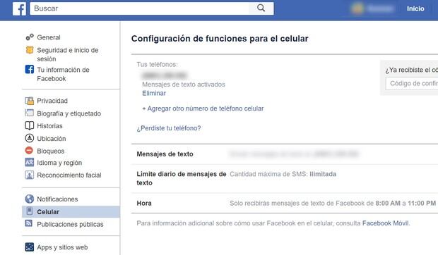 Para eliminar tu número de la red social, deberás ir a configuración. (Foto: Facebook)