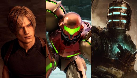 Resident Evil 4 Remake (izquierda), Metroid Prime Remastered (centro) y Dead Space Remake (derecha).