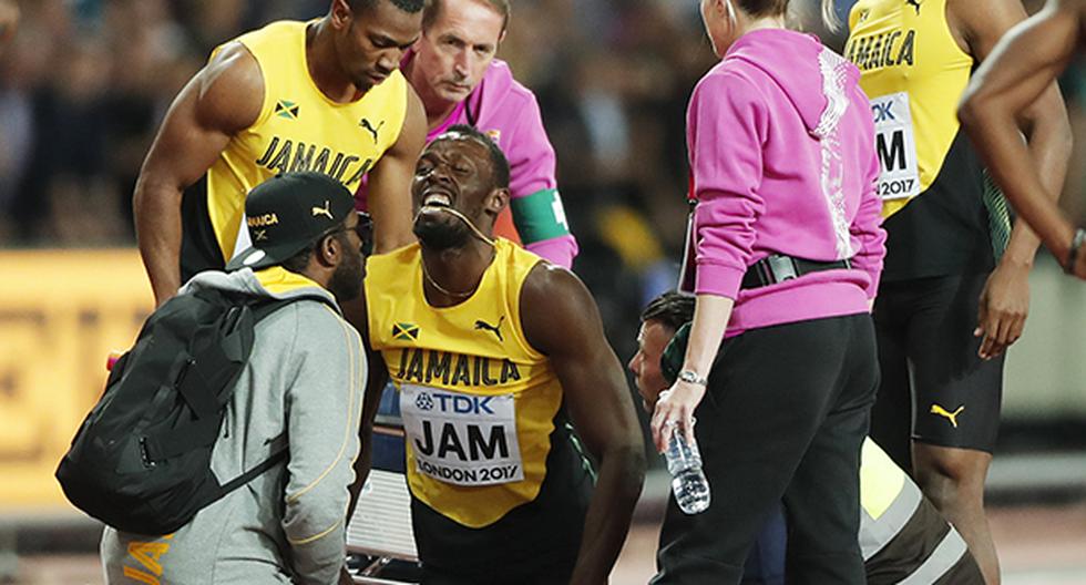 Todos los fanáticos de Usain Bolt se preocuparon por la lesión que sufrió en la final de relevos 4x100 metros en el Mundial de Atletismo de Londres. (Foto: EFE)