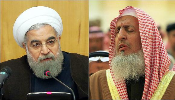 Hasan Rohani, presidente de Ir&aacute;n, y el gran muft&iacute; de Arabia Saud&iacute;, Abdel Aziz al Sheij. (Foto: AFP)