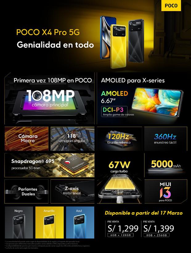 POCO X4 Pro 5G llega a Perú, Características y especificaciones del nuevo  equipo de la firma, Celulares, Smartphones, Xiaomi, TECNOLOGIA