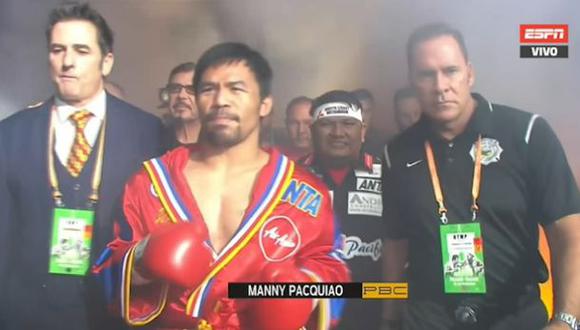 Manny Pacquiao vs. Keith Thurman: así fue la salida del púgil de Filipinas | Foto: Captura