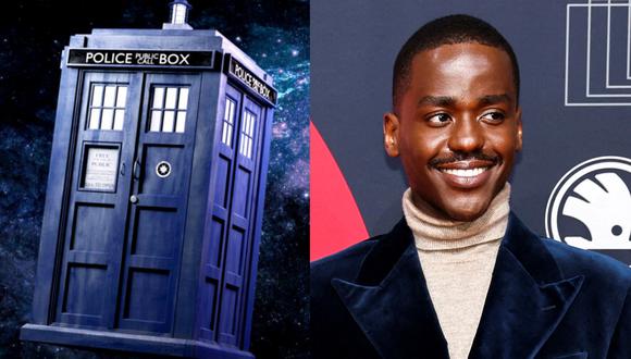 A la izquierda, la TARDIS, la nave que el protagonista de la serie "Doctor Who" utiliza para viajar en el tiempo. A la derecha, el actor británico Ncuti Gatwa; que interpretará al Doctor en su próxima "regeneración". (Fotos: BBC/ AFP)
