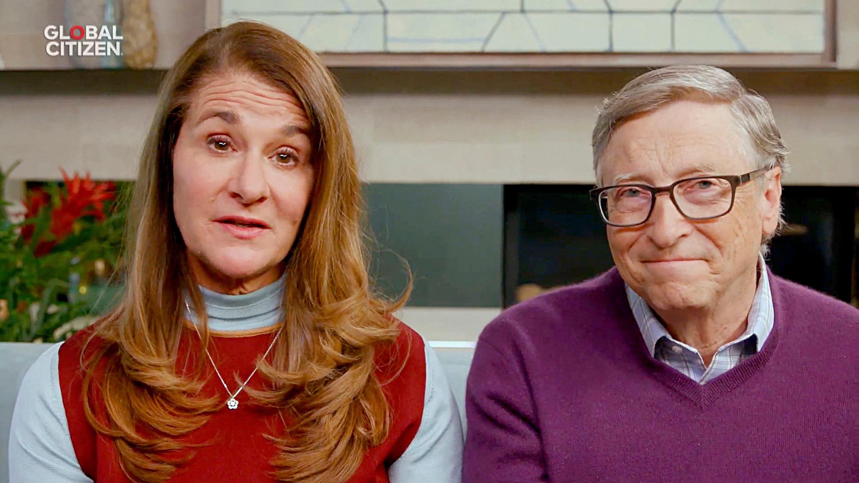 Esta imagen del 19 de abril de 2020  muestra a Melinda Gates y Bill Gates hablando durante "One World: Together At Home" presentado por Global Citizen. (AFP).