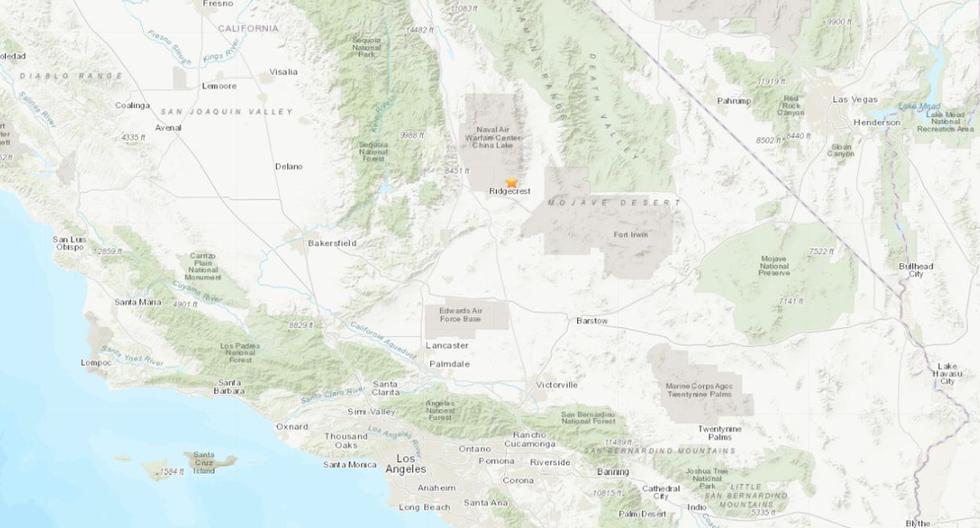Un fuerte sismo de magnitud 6,4 sacude California. (Foto: USGS)
