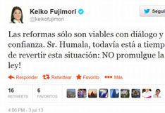 Keiko Fujimori a Humala: “No promulgue la Ley de Servicio Civil”