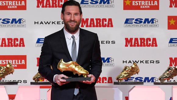 El argentino Lionel Messi logró 36 goles en la liga de España y le sacó cuatro tantos en la lucha por la Bota de Oro al francés Kylian Mbappé. (Foto: AFP)