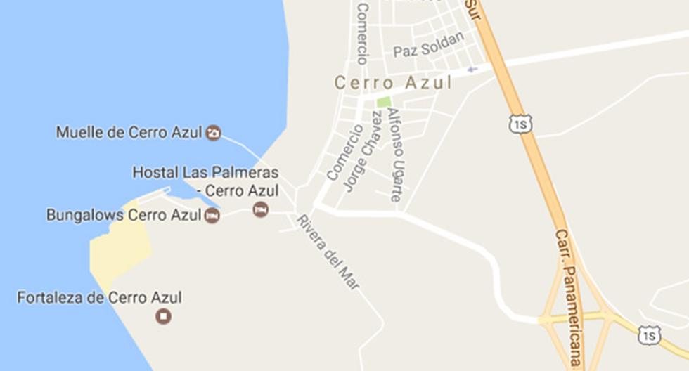 Huayco en Cerro Azul dejó 102 personas afectadas y 21 casas dañadas, según informó el Indeci. (Foto: Google Maps)