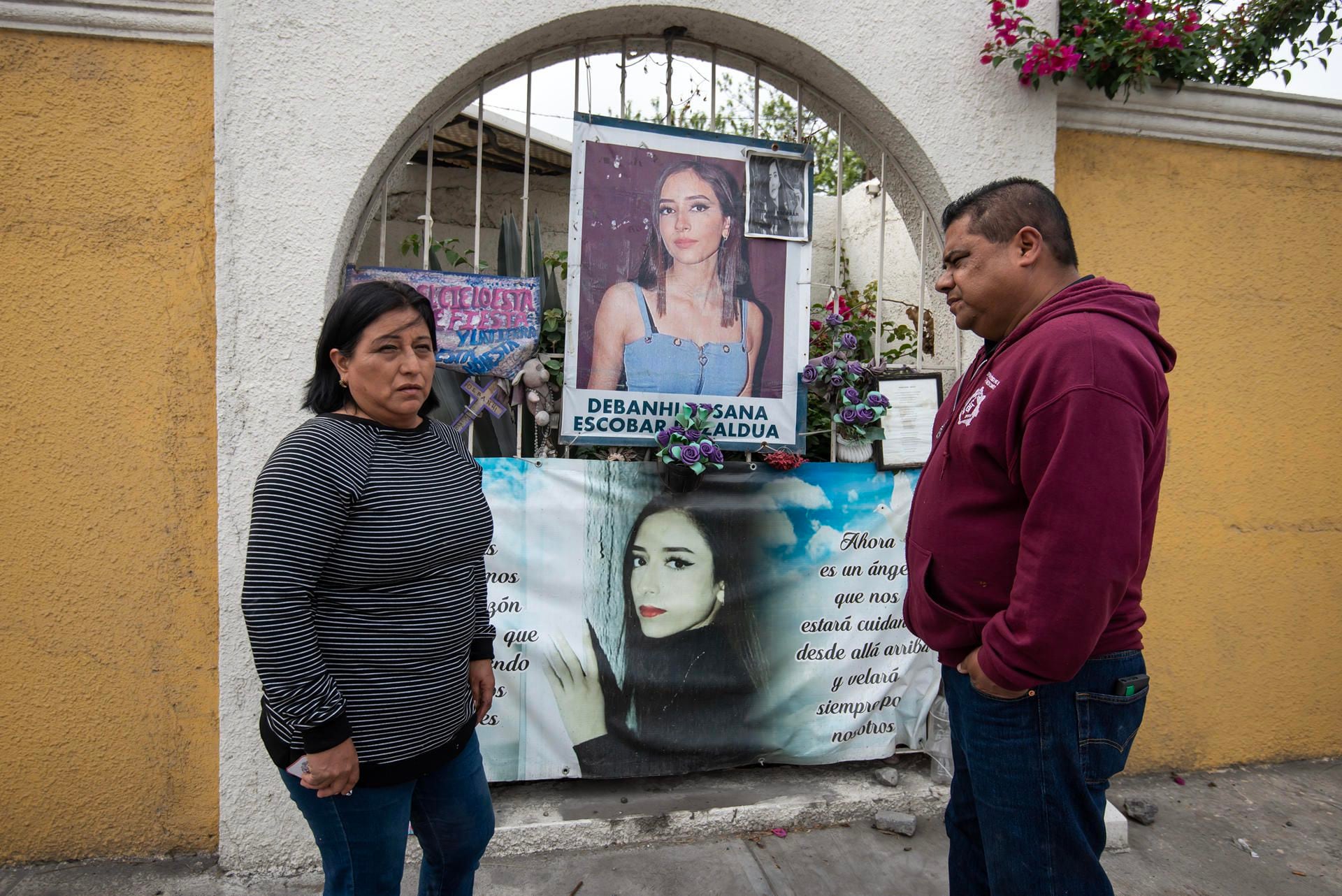 Dolores Bazaldua and Mario Escobar, parents of the young Debanhi Escobar, offer an interview to EFE, on April 4, 2023, outside the motel where their daughter was found lifeless.  (EFE / Miguel Sierra).