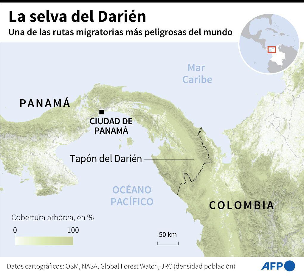 The location of the Darien Gap.  (AFP).