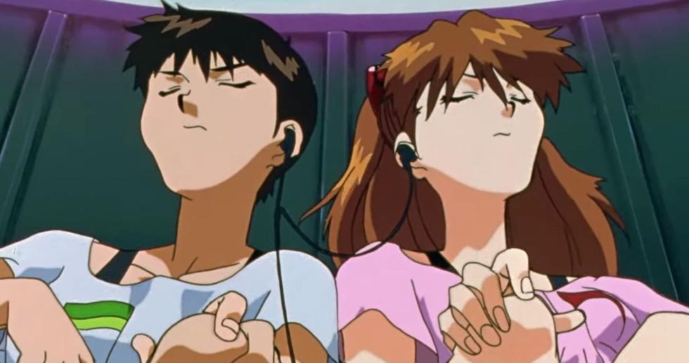 Uno de los mejores capítulos de la serie, cuando Shinji (Izq.) y Asuka (Der.) deben hacer una coreografía para vencer a un Ángel. (Captura: Netflix)