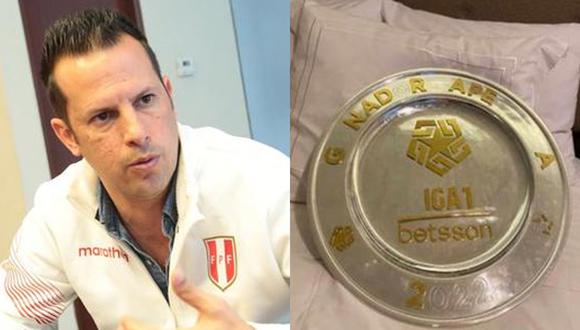 El gerente de la Liga 1 pidió disculpas por el mal estado del plato y se comprometió a entregar otro trofeo a Melgar. Foto: FPF/redes sociales.