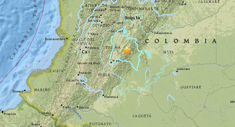 Sismo de 5,7 grados remeció gran parte de Colombia, incluido Bogotá. (Foto: USGS)