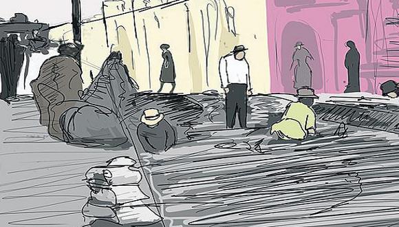 "La Municipalidad de Lima, en vista del mal estado en que se encuentra el pavimento de las calles centrales, ha decidido renovarlo". (Ilustración: Giovanni Tazza)