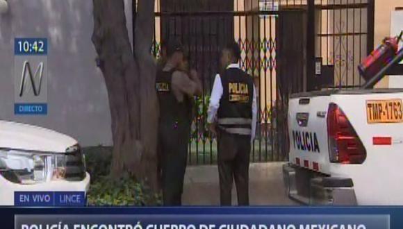 El cadáver de Orlando Fabio Bueno Hernández fue hallado en el predio ubicado en la cuadra 25 de la calle Francisco de Zela, en Lince. (Captura: Canal N)