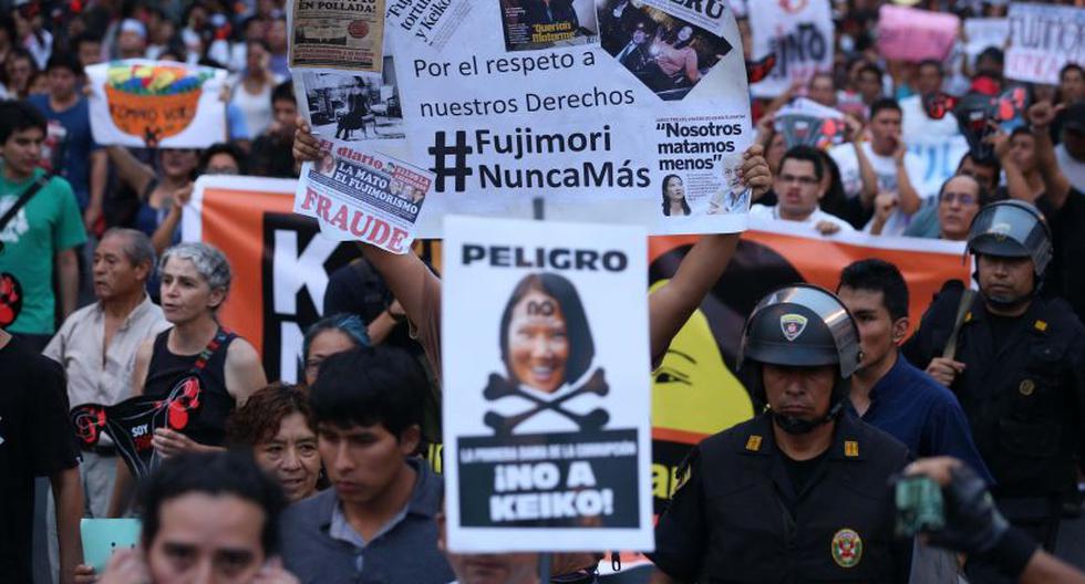 Protesta contra candidatura de Keiko Fujimori. (Foto: Andina)