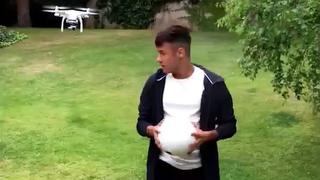 Neymar demostró habilidad y puntería en desafío con drone